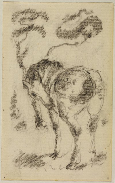 Caballo de pie con árboles de Franz Marc