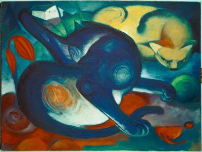 Dos gatos, azul y amarillo de Franz Marc