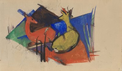 Dos ciervos acostados. 1912-13 de Franz Marc
