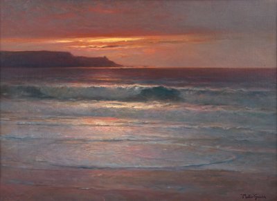 Los últimos rayos del verano sobre el oleaje, c.1890-1900 (óleo sobre lienzo) de Franz Muller Gossen
