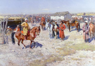 Mercado de caballos de Asia Central de Franz Roubaud
