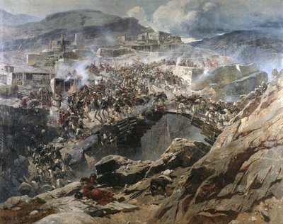 El asedio de Akhoulgo, 1888 de Franz Roubaud