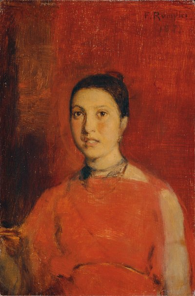 chica en vestido rojo de Franz Rumpler