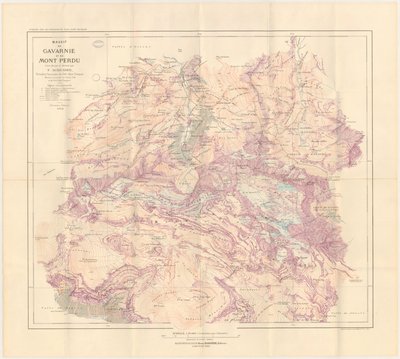 Mapa del macizo de Gavarnie y de la Montaña Perdida publicado en 1914 de Franz Schrader