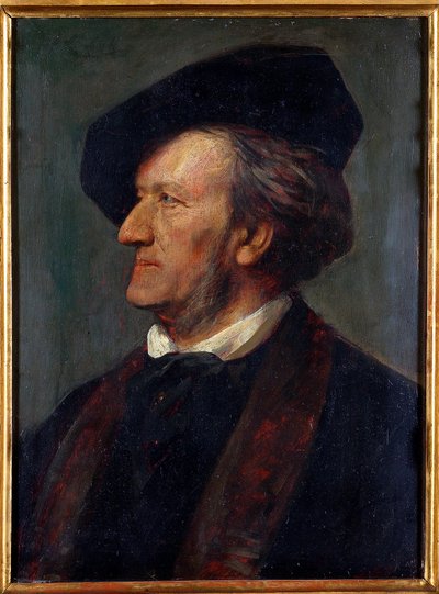 ""Retrato del compositor Richard Wagner"" (Retrato del compositor Richard Wagner (1813-1883)) Pintura de Franz von Lenbach (1836-1904) - 1871 - Óleo sobre madera - Museo Richard Wagner, Bayreuth de Franz Seraph von Lenbach