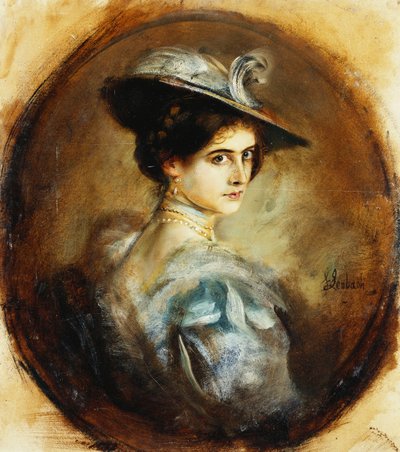 Retrato de una dama, cabeza y hombros de Franz Seraph von Lenbach