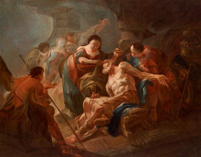 El joven Tobias cura a su padre con hiel de pez de Franz Sigrist d. Ä.