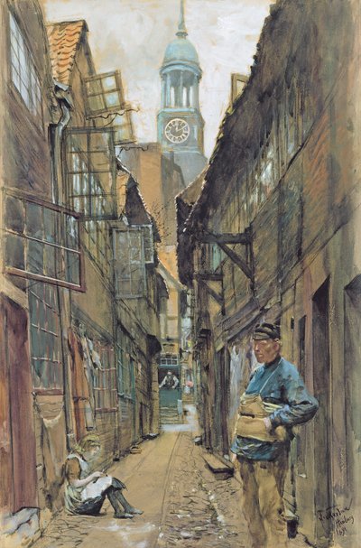 Un callejón en Hamburgo de Franz Skarbina