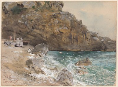 La playa en Marina Piccola, Capri de Franz Skarbina