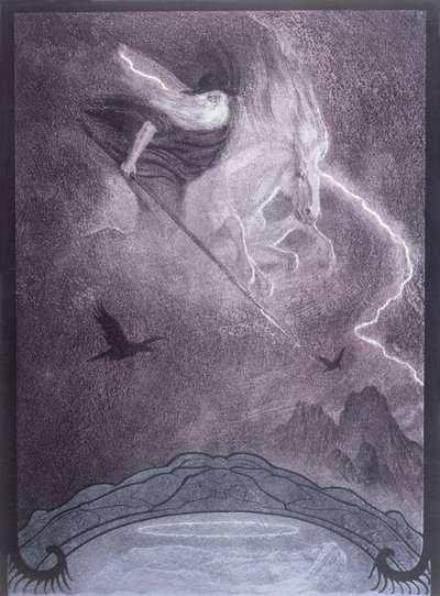 Odín, ilustración de "El anillo de los niebelungos" de Richard Wagner (1813-83), c.1914 (litografía en color) de Franz Stassen