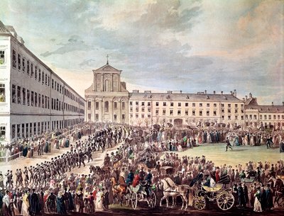 Funeral de Ludwig van Beethoven (1770-1827) en Viena, 29 de marzo de 1827 (detalle) de Franz Stober