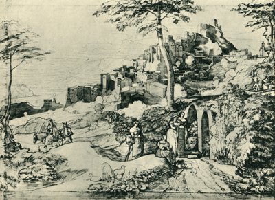 Mujeres junto a una fuente de agua en Olevano, cerca de Roma, Italia, 1822, 1943 de Franz Theobald Horny