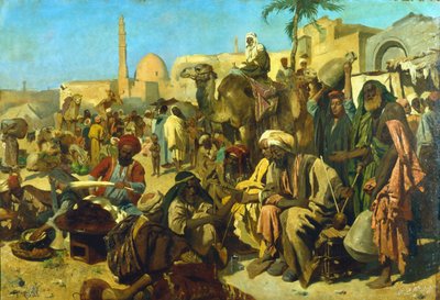 Un mercado en El Cairo de Franz Theodor Wurbel