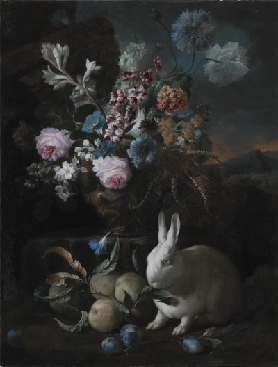 Composición floral con conejo de Franz Werner Tamm