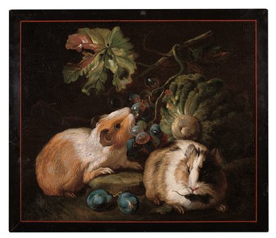 Panel de micromosaico romano que representa dos cobayas comiendo repollo y uvas, 1800-25 de Franz Werner von Tamm
