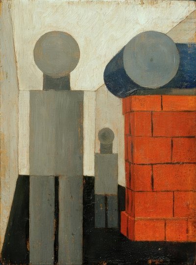 Dos personas en construcción perspectiva de Franz Wilhelm Seiwert