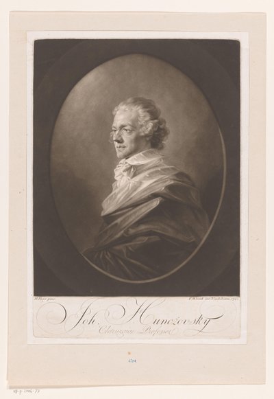 Portret van Johann Huncžovsky Juan Profesor Huncžovsky / Chirurgiae (título sobre el objeto) de Franz Wrenk