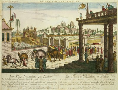 Lugar de Namchas en Lahore, mostrando el trono dorado del Gran Mogol, Pakistán de Franz Xaver Habermann