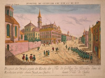 Vista de la Rue des Recolets de Quebec, publicada c.1770s de Franz Xaver Habermann