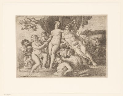 Neptuno y Anfitrite entre ninfas y tritones bañándose de Franz Xaver Wagenschon