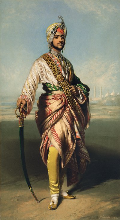 Duleep Singh, Maharajá de Lahore, 1854, litografiado por R.J. Lane de Franz Xaver Winterhalter