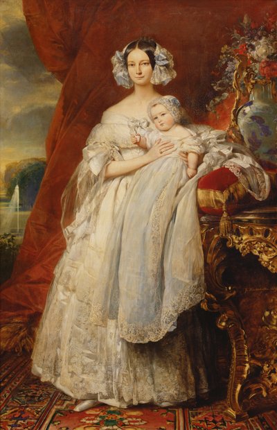 Helene-Louise de Mecklembourg-Schwerin, duquesa de Orleans (1814-58) con su hijo el conde de París (1838-94) 1839 de Franz Xaver Winterhalter
