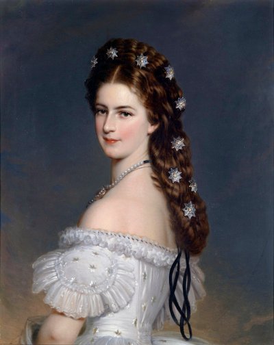 ""Retrato de Isabel de Wittelsbach (1837-1898) (sissi o sisi), Emperatriz de Austria (1854-1898) y Reina de Hungría (1867-1898)"" Pintura de Franz Xavier Winterhalter (1805-1873) hacia 1860 Privado recopilación de Franz Xaver Winterhalter