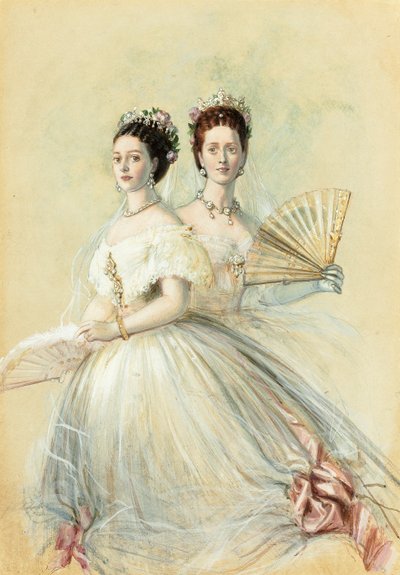 Retrato de la zarina María Feodorovna y su hermana Alexandra, princesa de Gales, 1868 de Franz Xaver Winterhalter