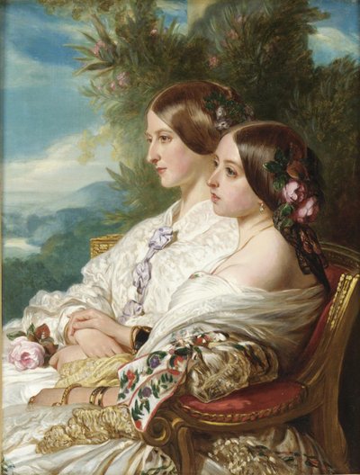 La reina Victoria y su prima, la duquesa de Nemours, 1852 de Franz Xaver Winterhalter