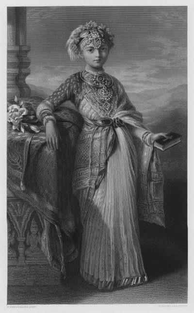 La Princesa Victoria Gouramma de Coorg, del cuadro en la Colección Real de Franz Xaver after Winterhalter