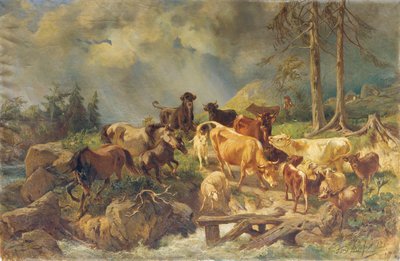paisaje montañoso con vacas de Franz Xaver von Pausinger