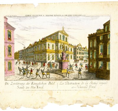 Vista óptica/La destrucción de la estatua real en Nueva York de Franz Xavier Habermann