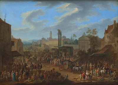 Feria con templo y árbol de mayo de Franz de Paula Ferg