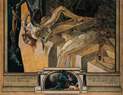 Austria, Viena, Ilustración de la Divina Comedia de Dante Alighieri (Infierno, Canto XXII) por Franz von Bayros, detalle de Franz von Bayros (1866 1924)
