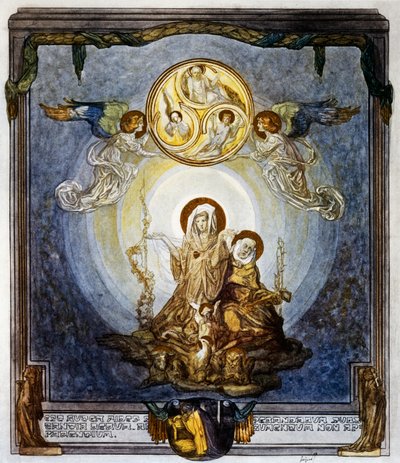 La fe es la sustancia de las cosas que esperamos, y la evidencia de las que no se ven, y esto me parece su quididad, canto XXIV, Paraíso, Divina Comedia de Dante Alighieri, ilustración de Franz von Bayros (1866-1924), Viena de Franz von  Bayros