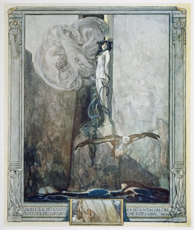 Ilustración de la "Divina Comedia" de Dante, Inferno, Canto IX. 28 de Franz von Bayros (1866 1924)