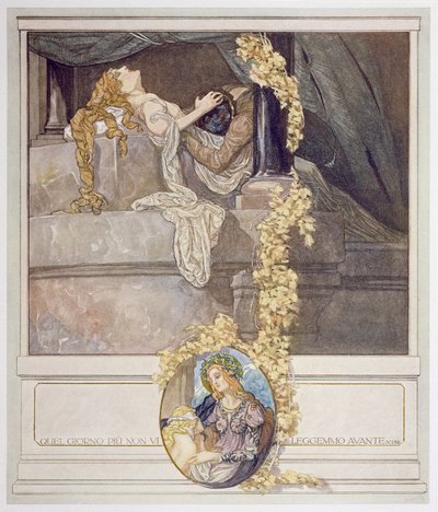 Ilustración de la "Divina Comedia" de Dante, Inferno, Canto V de Franz von Bayros (1866 1924)