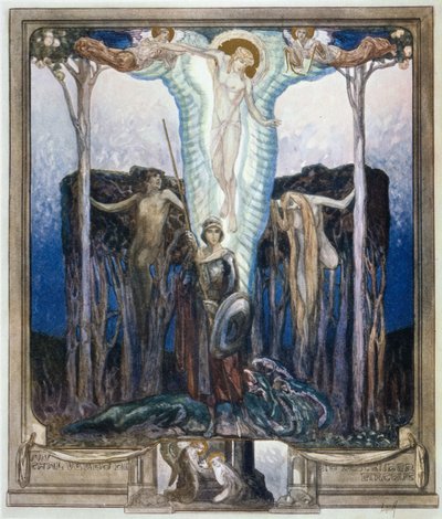Ilustración de la "Divina Comedia" de Dante, Paraíso, Canto VII de Franz von Bayros (1866 1924)