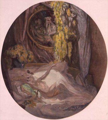 Mujer en la cama de Franz von Bayros (1866 1924)