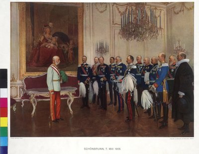 Visita del Príncipe alemán de las Federaciones el 8 de mayo de 1908 en el castillo de Schönbrunn de Franz von (after) Capot