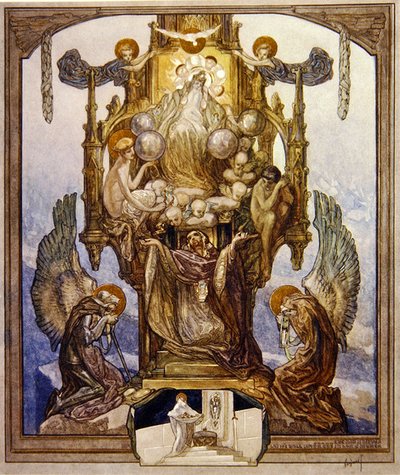Ilustración de la Divina Comedia de Dante, Paraíso, Canto VIII, 1921 de Franz von Bayros