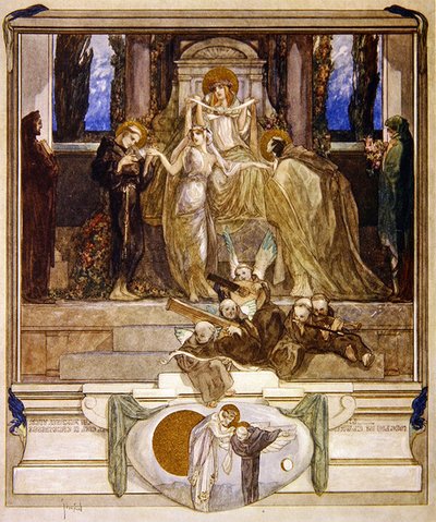 Ilustración de la Divina Comedia de Dante, Paraíso, Canto XI, 1921 de Franz von Bayros