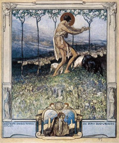 Ilustración de la Divina Comedia de Dante, Paraíso, Canto XVI, 1921 de Franz von Bayros
