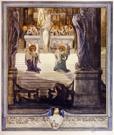Ilustración de la Divina Comedia de Dante, Paraíso, Canto XXVIII, 1921 de Franz von Bayros