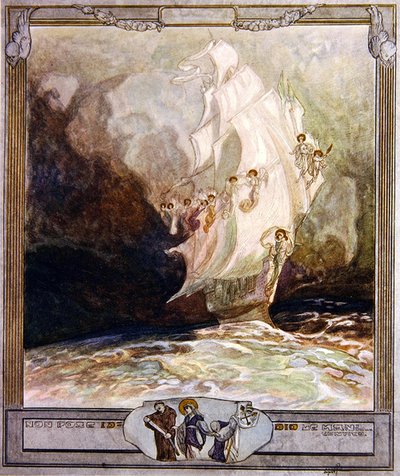 Ilustración de la Divina Comedia de Dante, Paraíso, Canto XXVII, 1921 de Franz von Bayros
