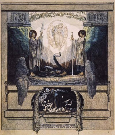 Ilustración de la Divina Comedia de Dante, Purgatorio, Canto VIII: 24, 1921 de Franz von Bayros