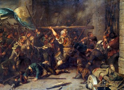 La revuelta de los campesinos en 1850 El asalto de la barrera roja de Franz von Defregger