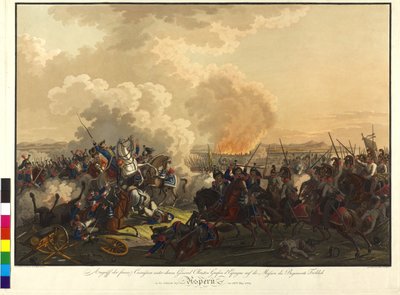 Batalla de Aspern 1809 (grabado coloreado) de Franz von Habermann