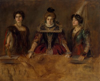 Retrato de grupo: tres damas disfrazadas (Miss Heuberger, Ms. Obermayer y Ms. Putz) de Franz von Lenbach