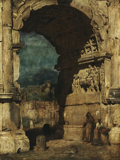 Estudio para el cuadro El Arco de Tito en Roma de Franz von Lenbach